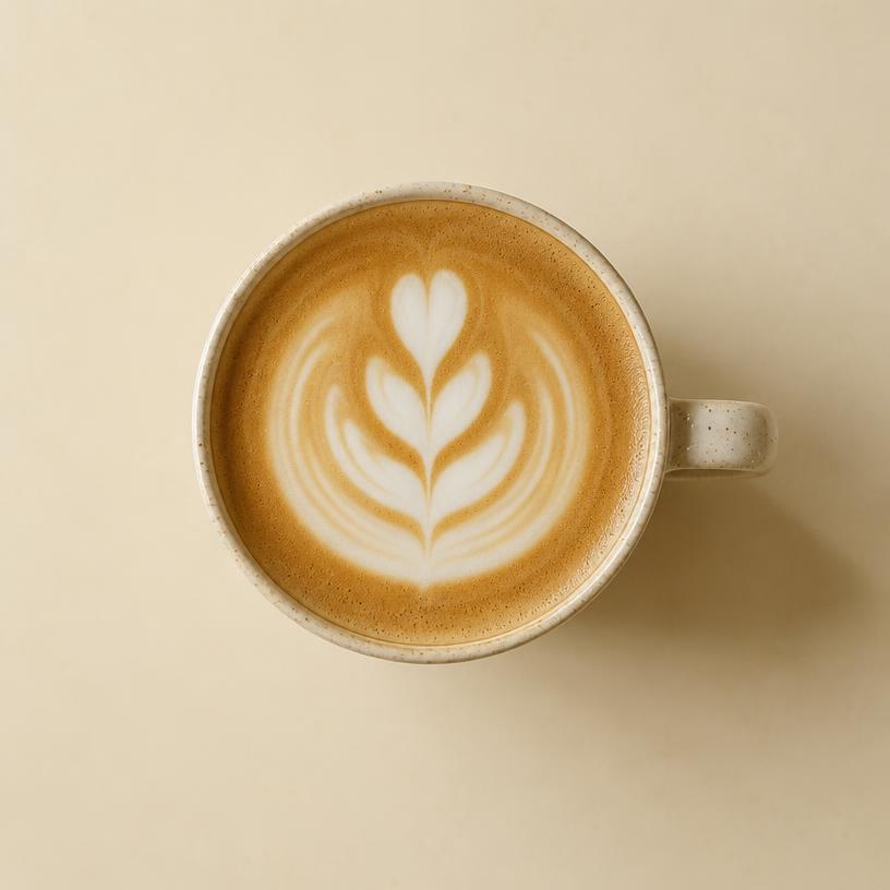 A flat white with latte art